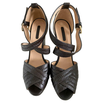 Longchamp Wedges Leather in Brown