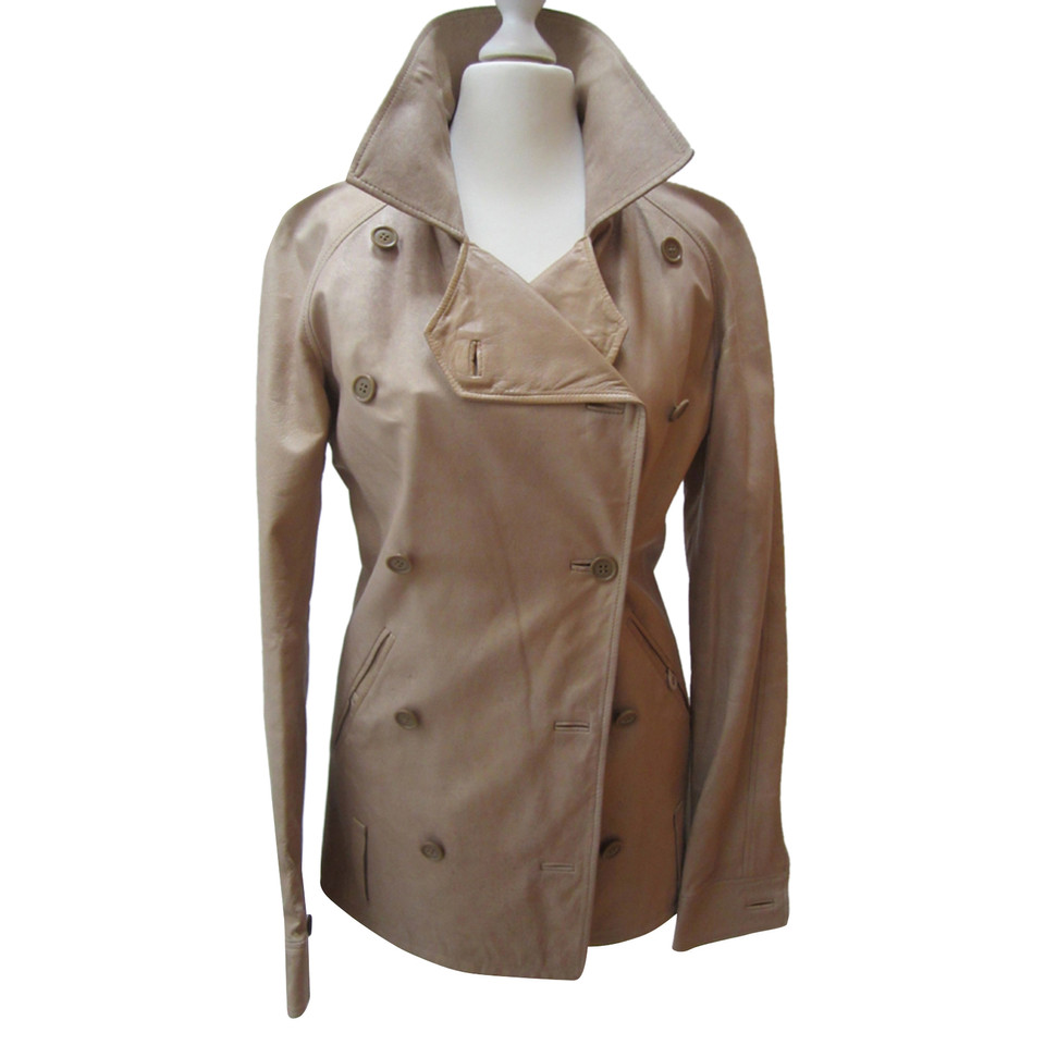 Yves Saint Laurent Giacca/Cappotto in Pelle in Beige