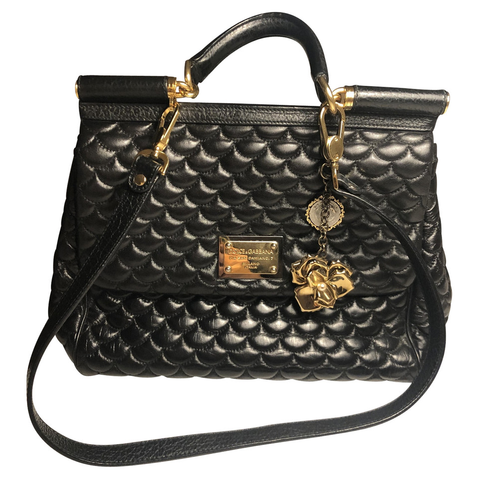 Dolce & Gabbana Sicily Bag aus Leder in Schwarz