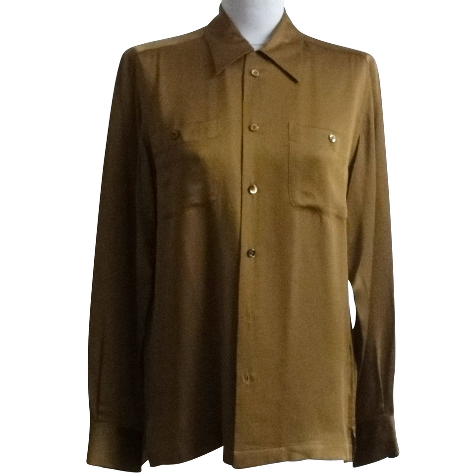 Ralph Lauren Zijden blouse in Olive