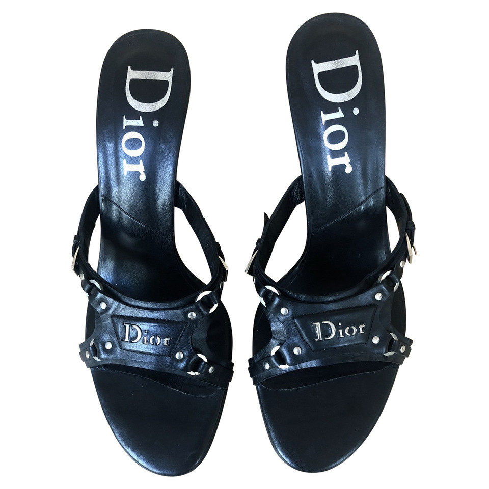 Christian Dior Sandalen Leer in Zwart