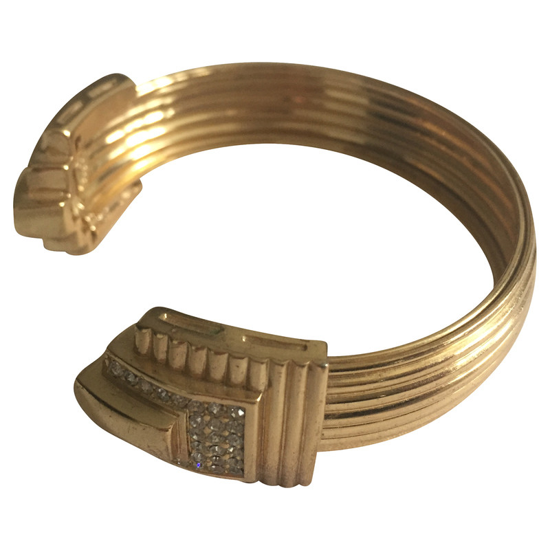 Christian Dior Bracelet plaqué or avec strass
