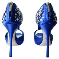 Christian Dior Dior Parure Blauwe Satijn Sandalen