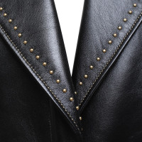 Versace Black leather coat with studs