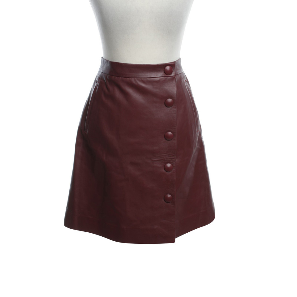 By Malene Birger Leather skirt in Bordeaux