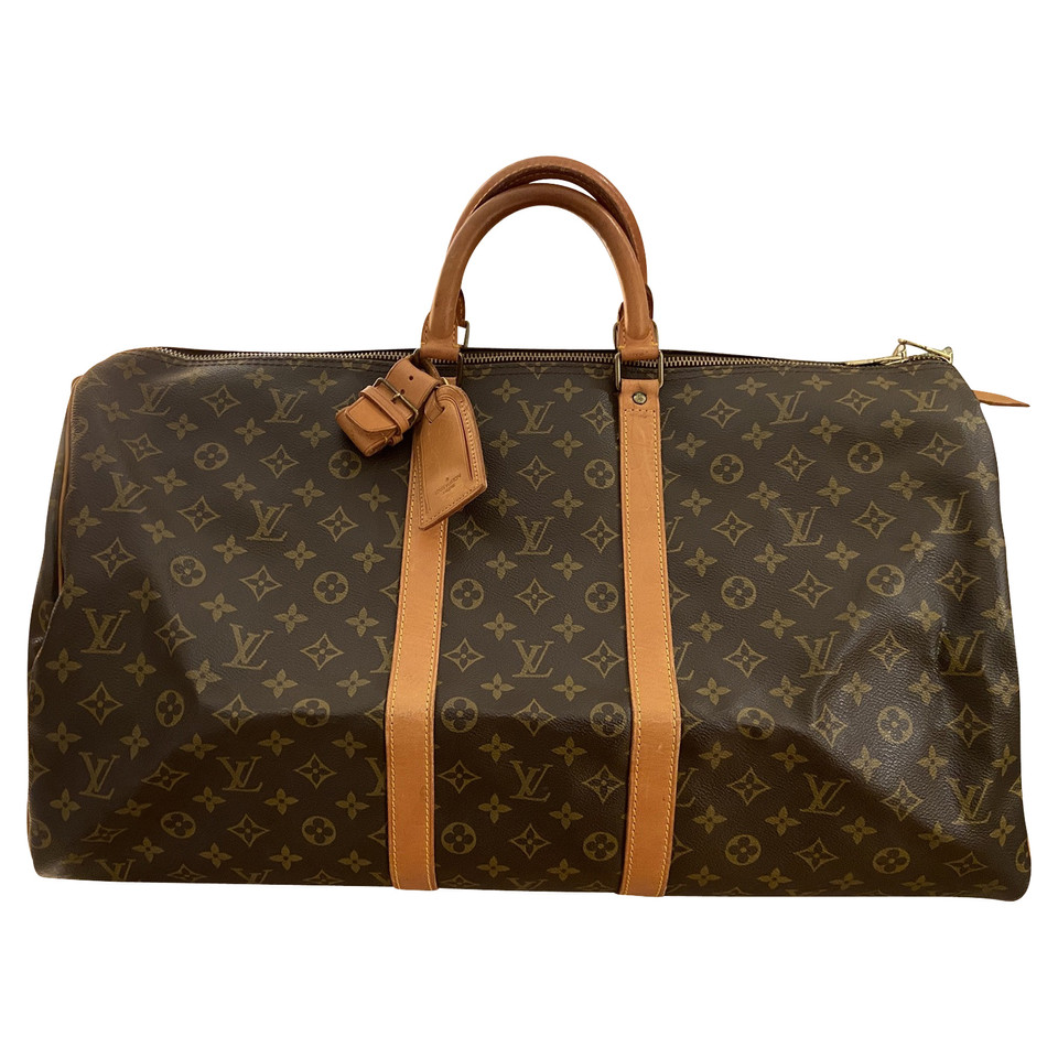 Louis Vuitton Keepall 55 in Tela in Marrone