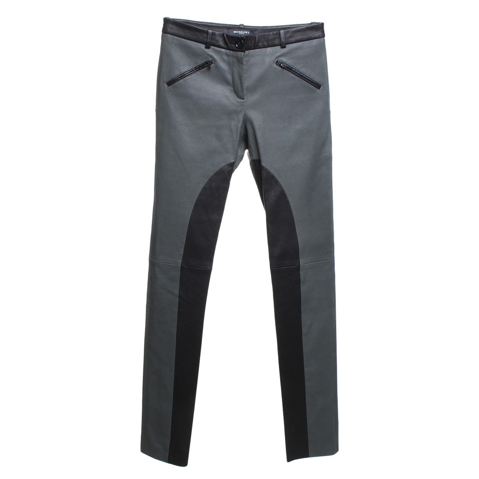 Michalsky Leather pants in black / green