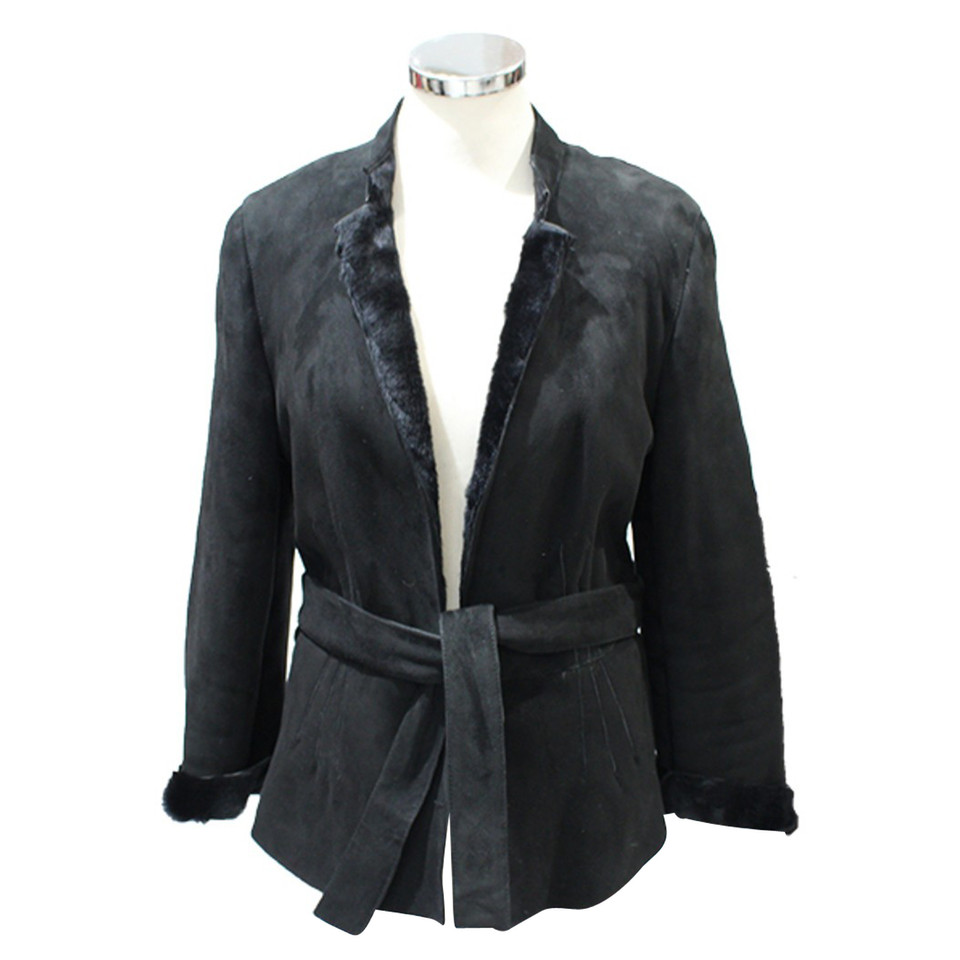 Gucci Jacke/Mantel aus Wildleder in Schwarz