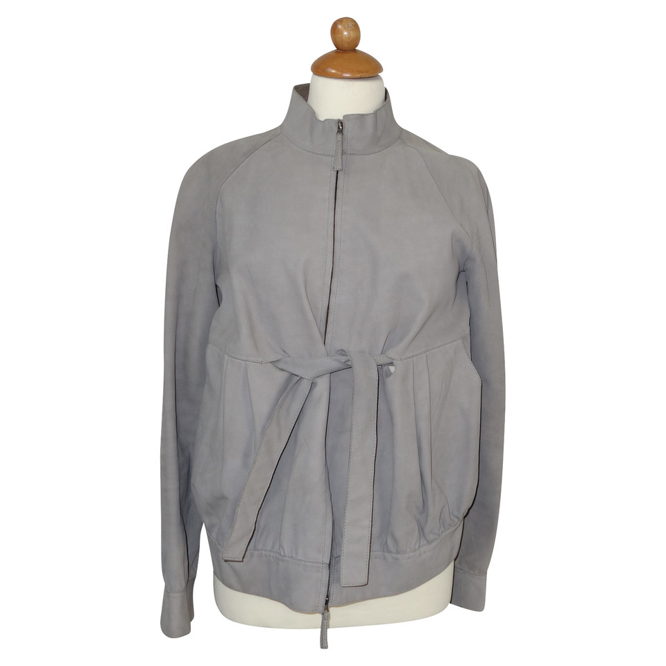 Marni Jacke/Mantel aus Leder in Grau