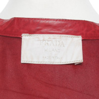 Prada Jacke/Mantel aus Leder in Rot