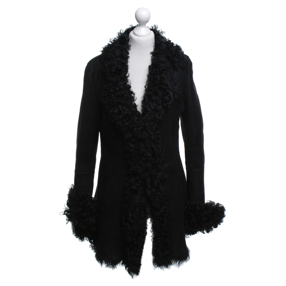Vent Couvert  Pelle di pecora cappotto in nero