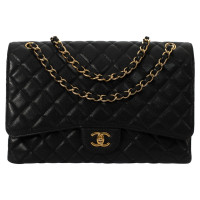 Chanel Classic Flap Bag Maxi Leather in Black