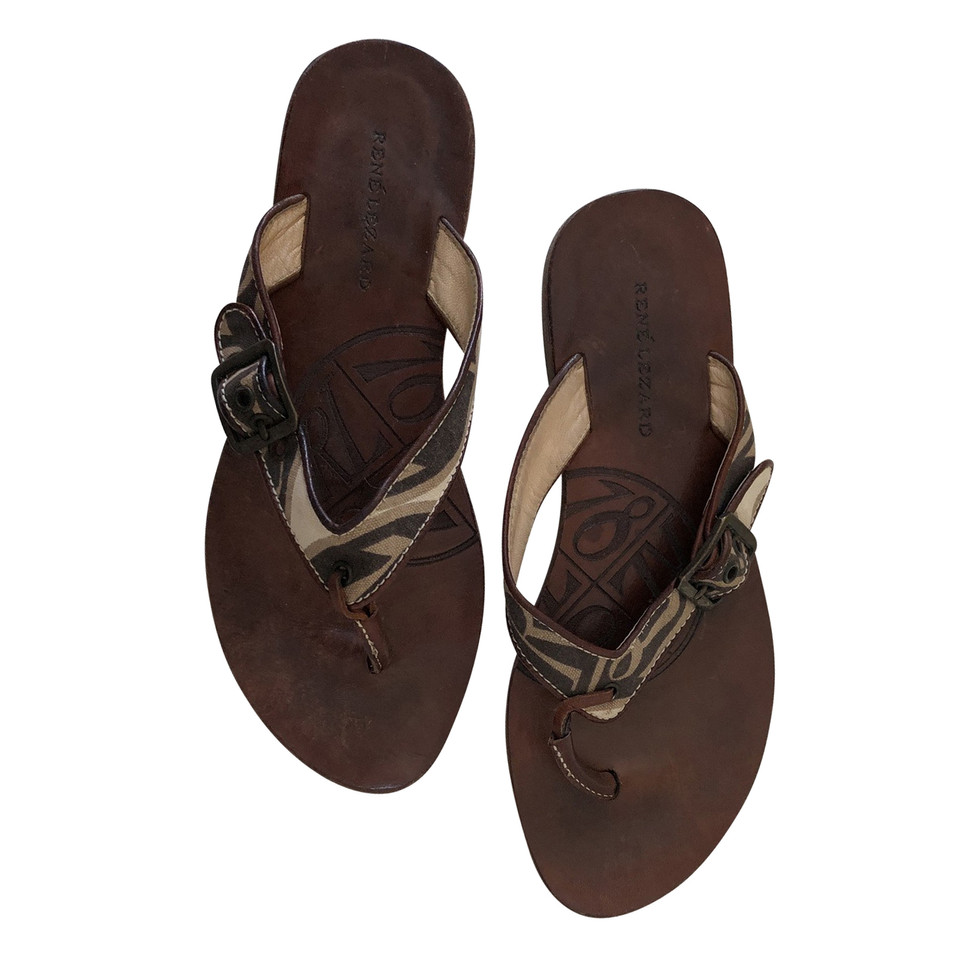 René Lezard Sandalen aus Leder in Braun