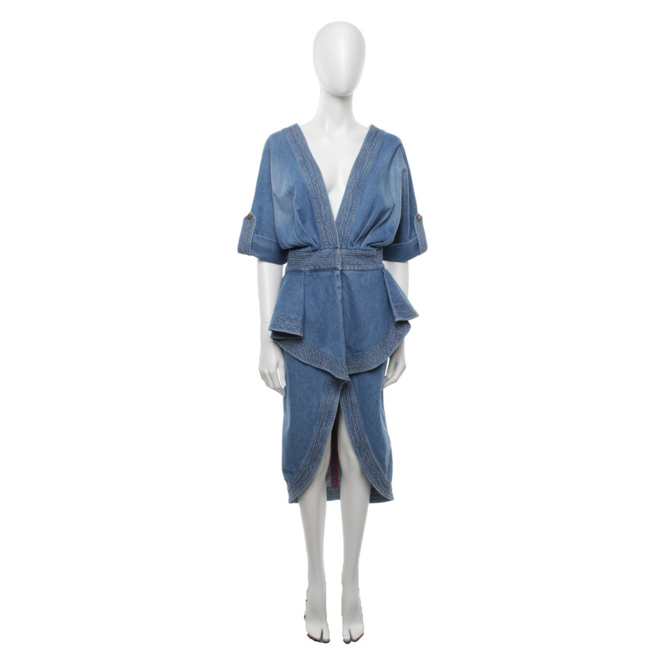 Johanna Ortiz Robe en Coton en Bleu