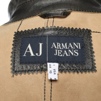 Armani Jeans Jacke/Mantel aus Leder in Braun