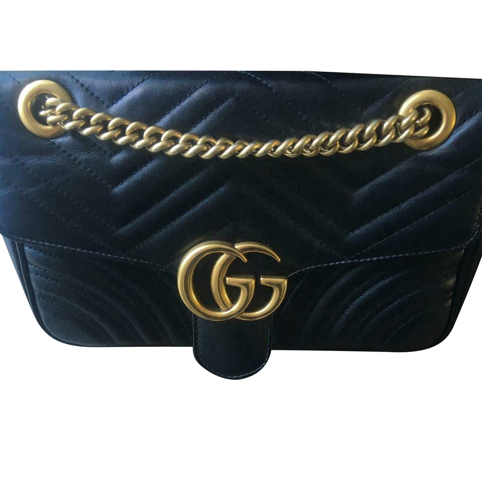Gucci GG Marmont Flap Bag Normal en Cuir en Noir