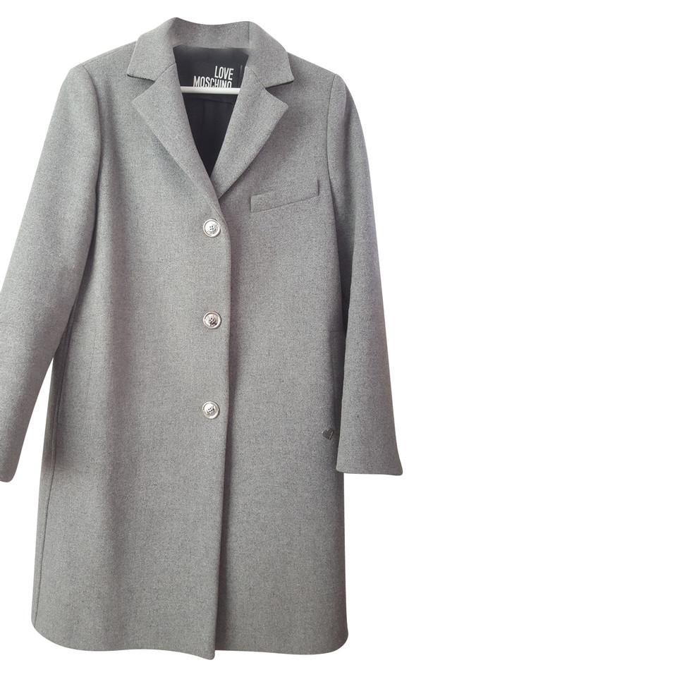 Moschino Love Jacke/Mantel aus Wolle in Grau