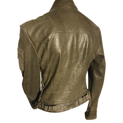 Christian Dior Jacket/Coat Leather in Khaki