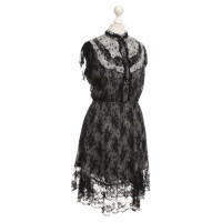 Anna Sui robe de dentelle en noir / gris