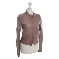 Cinque Veste en cuir en Taupe