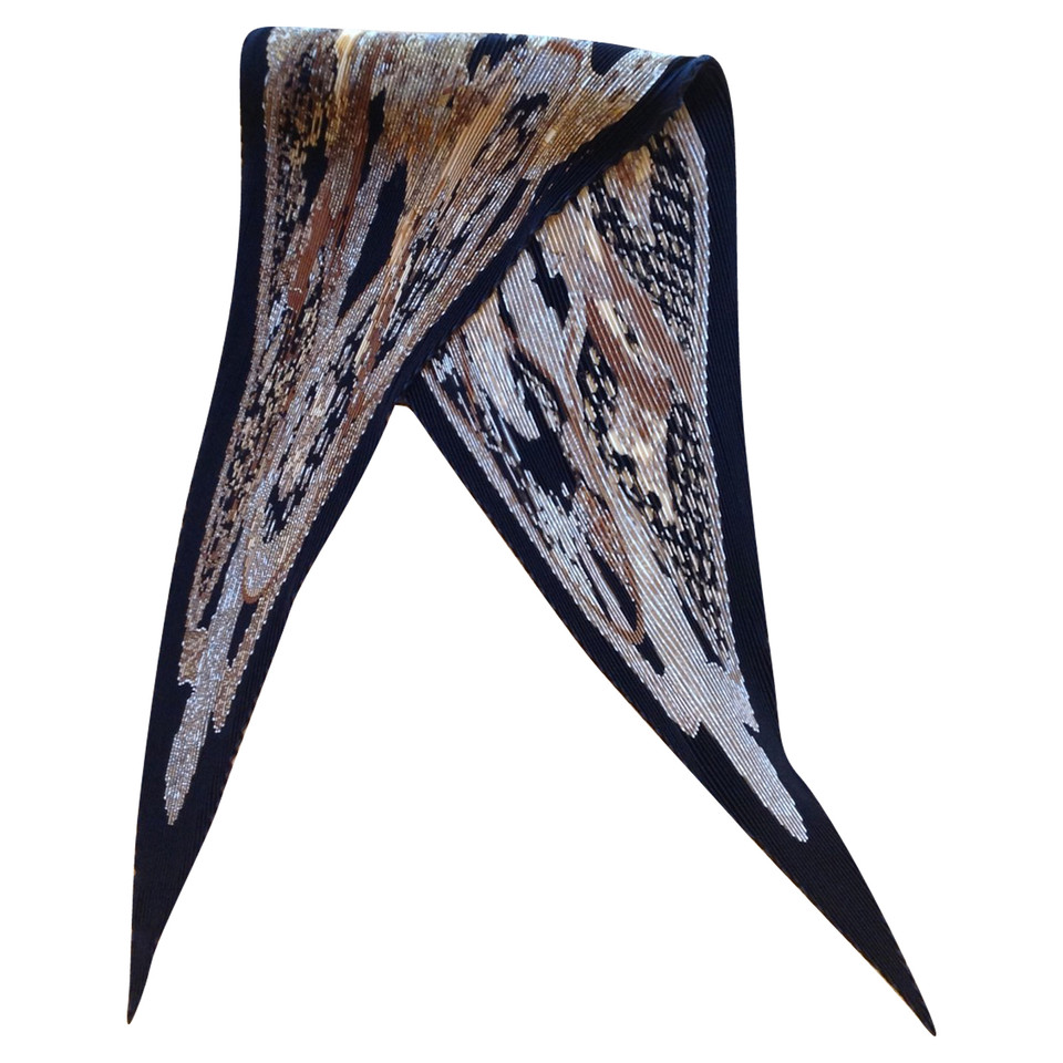 Hermès Pleated silk scarf with motif print