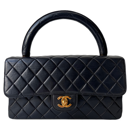 Chanel Top Handle Flap Bag Leather in Black