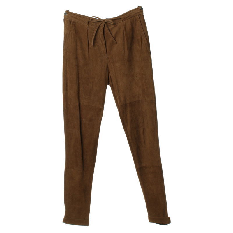 René Lezard Leather pants in Brown