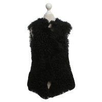 Dolce & Gabbana Gilet en peau d'agneau en noir