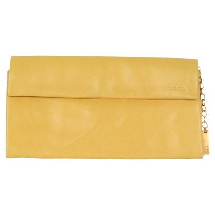 Prada Clutch Bag Leather in Yellow
