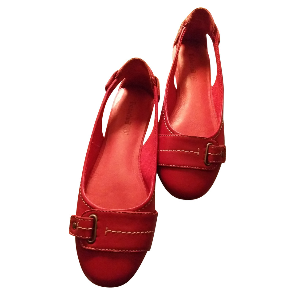 Timberland Slipper/Ballerinas aus Leder in Rot