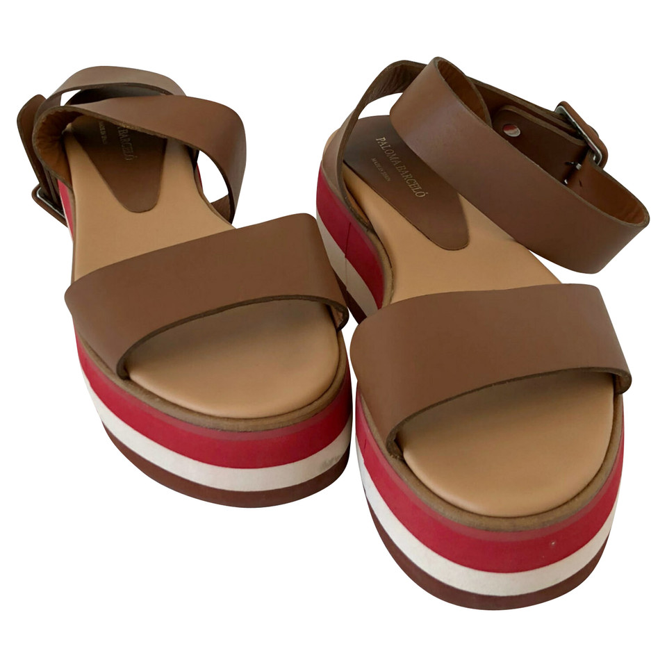 Paloma Barcelo Wedges Leather in Brown