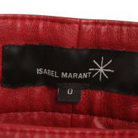 Isabel Marant Leren broek in het rood