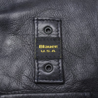 Blauer Usa Jacke/Mantel aus Leder in Schwarz