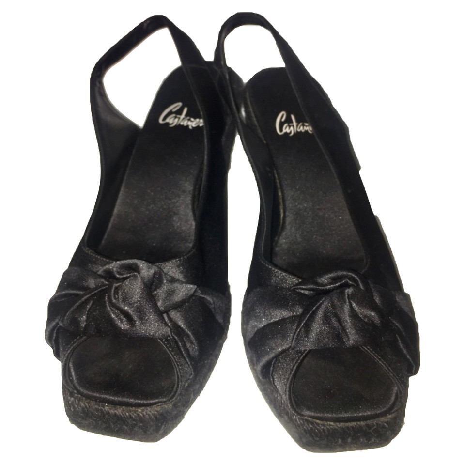 Castañer Chaussures compensées en Cuir en Noir