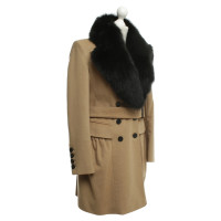Burberry cappotto lungo con pelliccia di volpe rimovibile