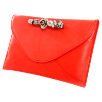 Maison Du Posh Clutch Bag Leather in Red