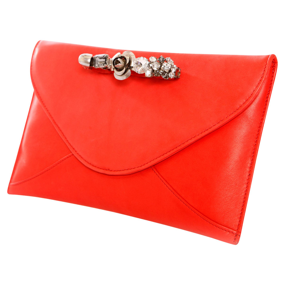 Maison Du Posh Clutch Bag Leather in Red