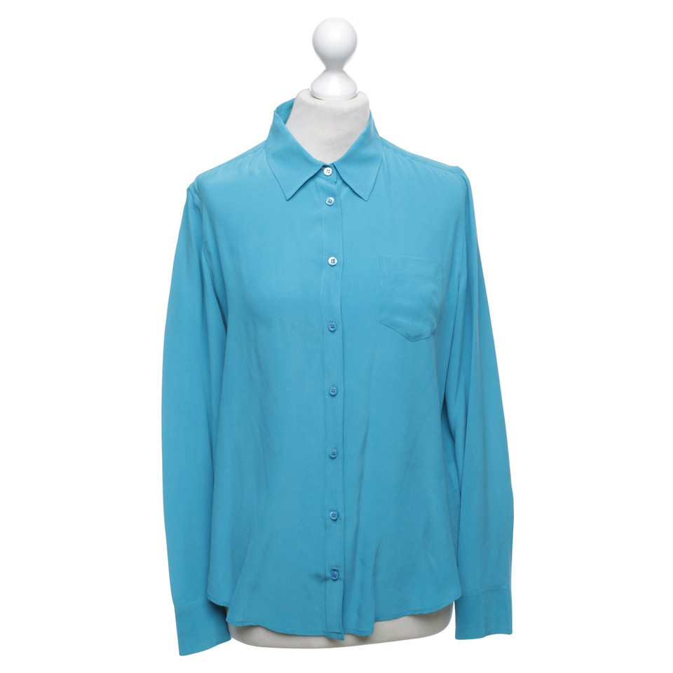 Equipment Zijden blouse in turkoois blauw