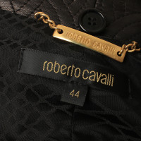 Roberto Cavalli Leather coat with fur collar