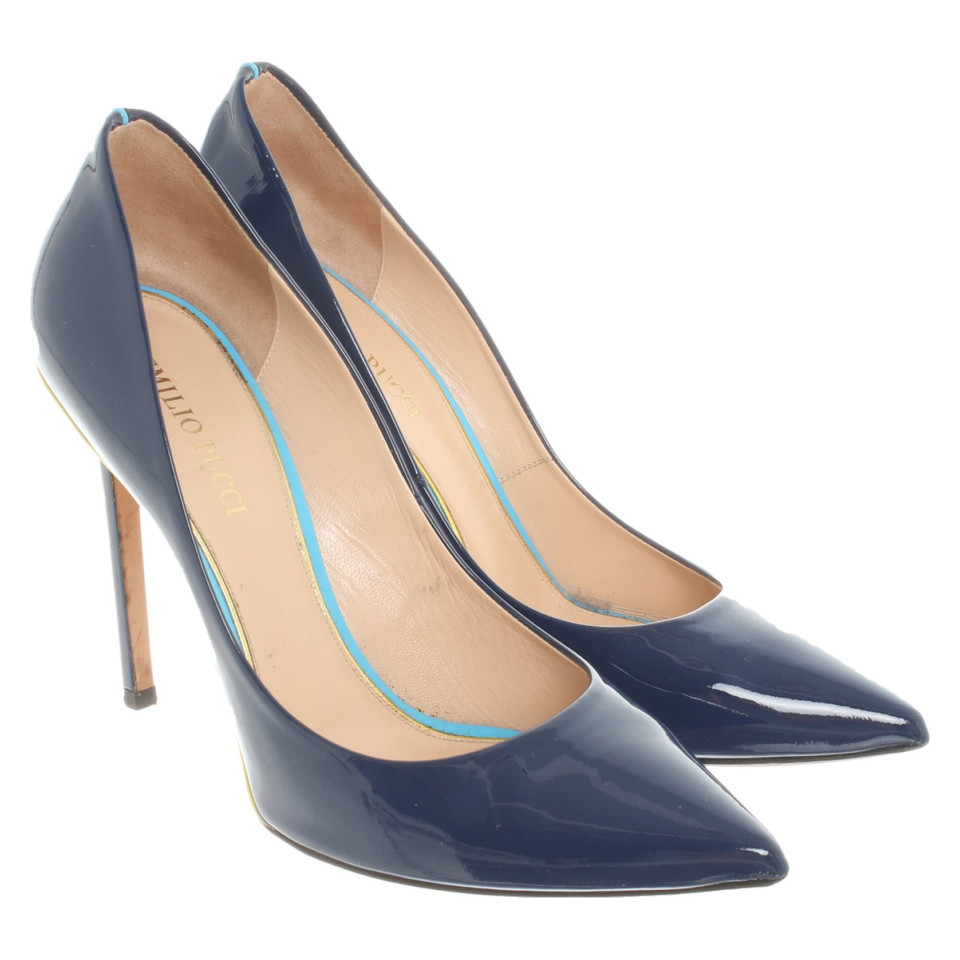 Emilio Pucci Pumps/Peeptoes Patent leather in Blue