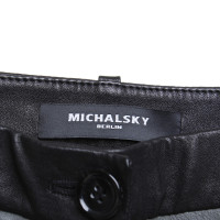 Michalsky pantaloni di pelle in nero / verde