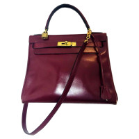 Hermès Kelly Bag 28 Leer in Bordeaux