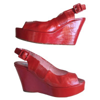 Moschino Wedges Patent leather in Red