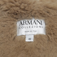Armani Collezioni Manteau avec garniture en fausse fourrure