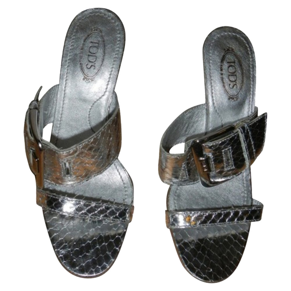 Tod's Sandals Leather in Silvery