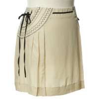 Philosophy Di Alberta Ferretti Cream silk skirt with embroidery