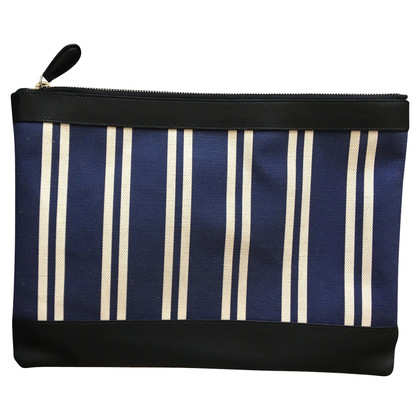 Balenciaga Leather-trimmed striped canvas pouch 