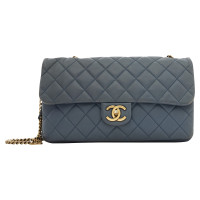 Chanel Classic Flap Bag Leer in Blauw