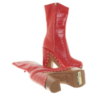 Roberto Cavalli Leather boots in red
