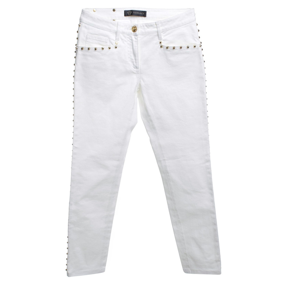 Gianni Versace Witte broek met klinknagels